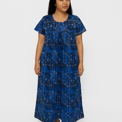 Pink Ikat Print Cotton Nighty