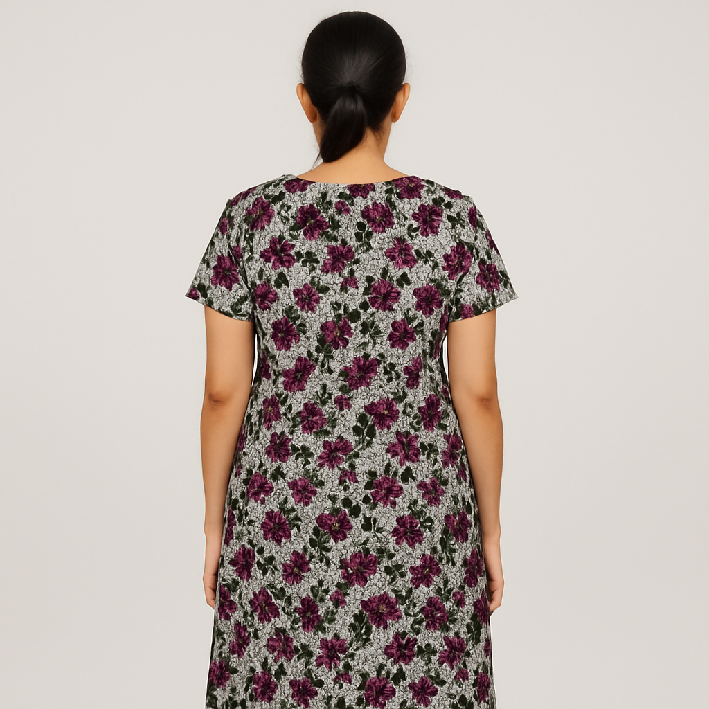Midnight Bloom Gold Cotton Nightgown