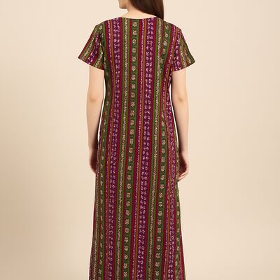 Maroon Stripe Cotton Nighty