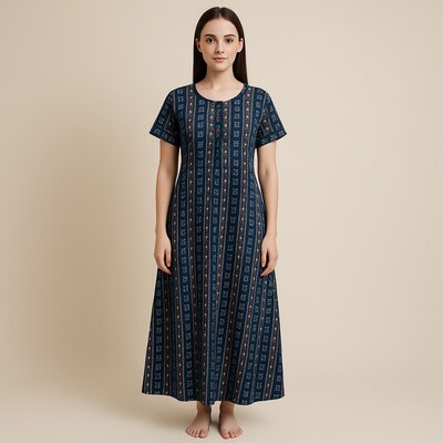 Navy & Pink Vertical Print Nighty