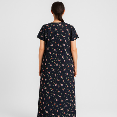 Floral Printed Cotton Nightgown – Gold Cotton Comfort